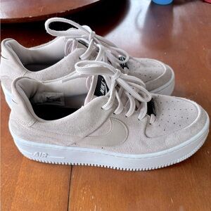 Nike Air Force pink suede platforms